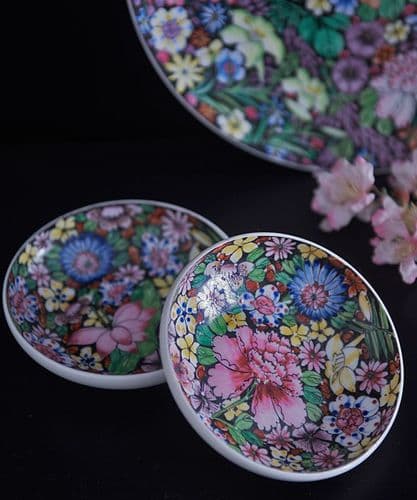 Pair of Millefleur trinket bowls