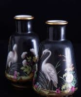 Pair of small vintage vases with birds