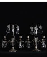 Pair of Swedish pewter girandole candelabras - SOLD