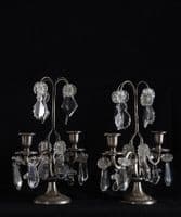 Pair of Swedish pewter girandole candelabras - SOLD