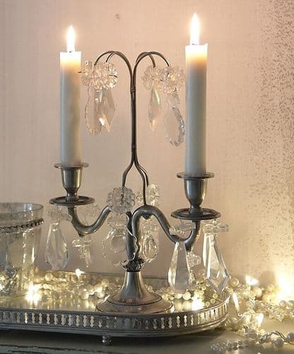 Pair of Swedish pewter girandole candelabras - SOLD