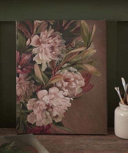 Peonies still life detail - faux oil on canvas - SOLD