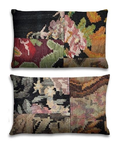 Persian Kelim Patchwork heavy linen rectangular cushion