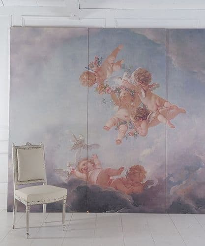 Pousssin cherubs backdrop - 3 panels