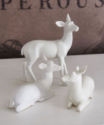 Set of 3 white deer - SOLD
