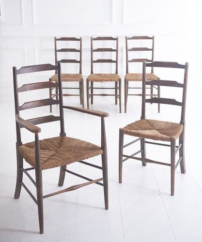 Set of 5 antique French country dining chairs