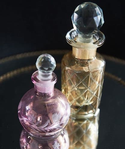 Set of two cut glass perfume bottles