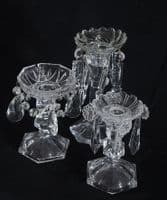 Set of two glass candlesticks with bobeches - SOLD