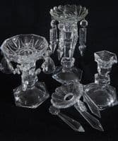 Set of two glass candlesticks with bobeches - SOLD