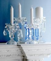 Set of two glass candlesticks with bobeches - SOLD