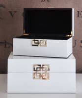 Set of two white lacquer jewellery boxes - SOLD