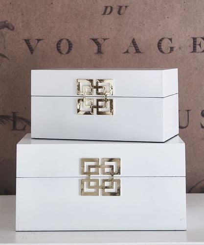 Set of two white lacquer jewellery boxes - SOLD