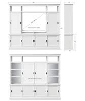 Hidden TV Media Wall Bookcase with Sliding Doors