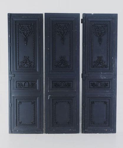 Three French carved panels - black