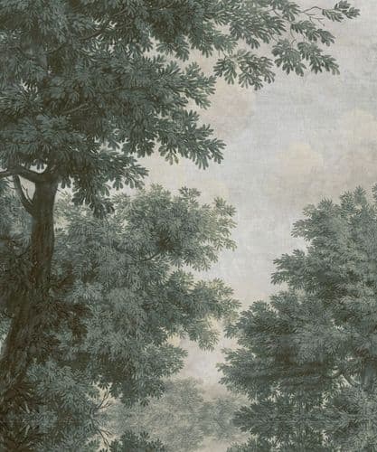 Trees Reflections Verdure 3m linen union panel - left or right