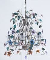 Large Vintage Floral Chandelier | Crystal & Flower Statement Light | Angel & Boho