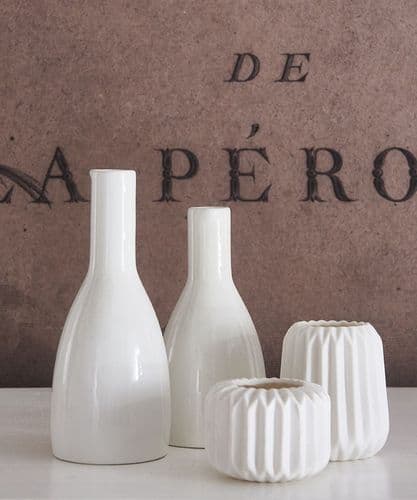White ceramic bottles & tealight holders - SOLD