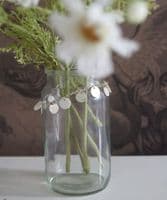 White cosmos arrangement in decorative glass jar - SOLD