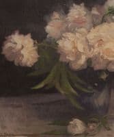 White Peonies - faux oil on board - SOLD