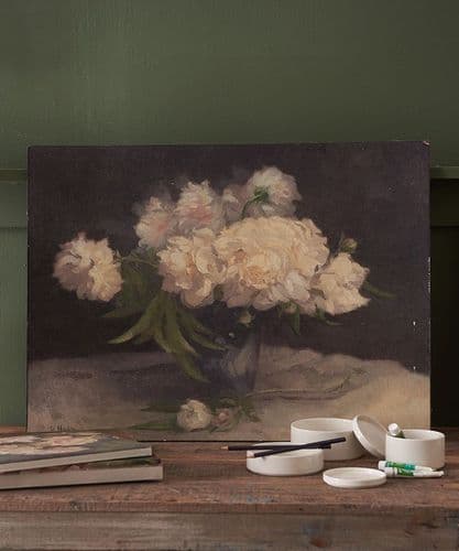 White Peonies - faux oil on board - SOLD
