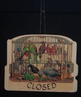 Wooden birdcage sign