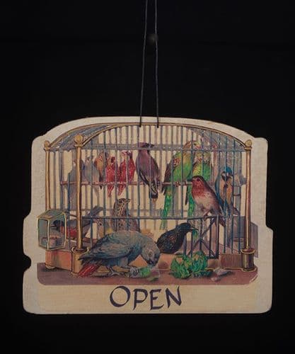 Wooden birdcage sign