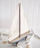 Wooden yacht on wheels