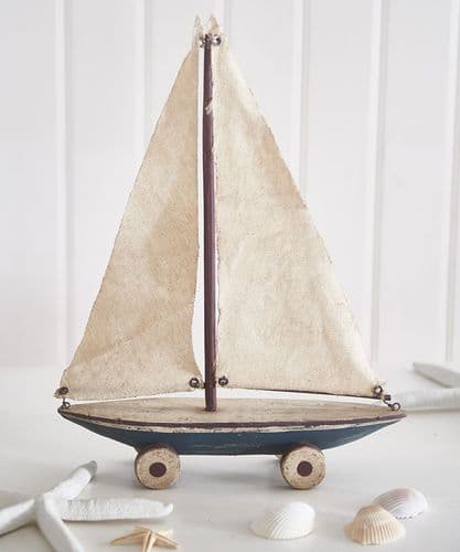 Wooden yacht on wheels