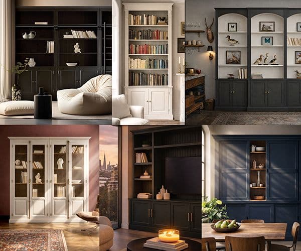 Bookshelves, alcove storage, cabinets and cupboards