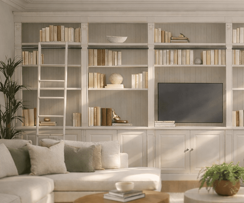 French style media wall unit