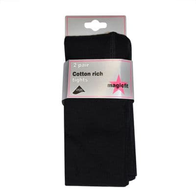 Black Twin Pack Cotton School Tights