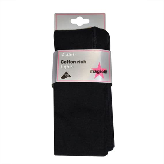 Black Twin Pack Cotton School Tights
