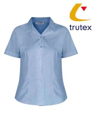 Blue Twin Pack Short Sleeve Non-Iron Rever Blouse