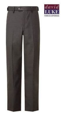 David Luke Grey Boys Sturdy Fit Flat Front Trousers