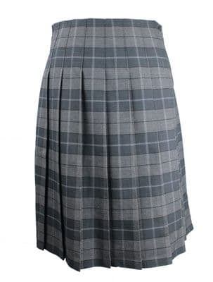 Grey Tartan Stitch Down Pleat Skirt