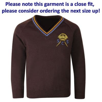 St Clare's Brown V-Neck Pullover