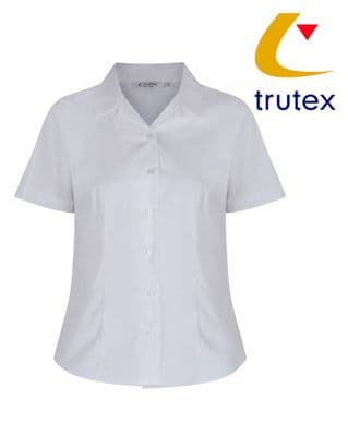 White Twin Pack Short Sleeve Rever Collar Non-Iron Blouse