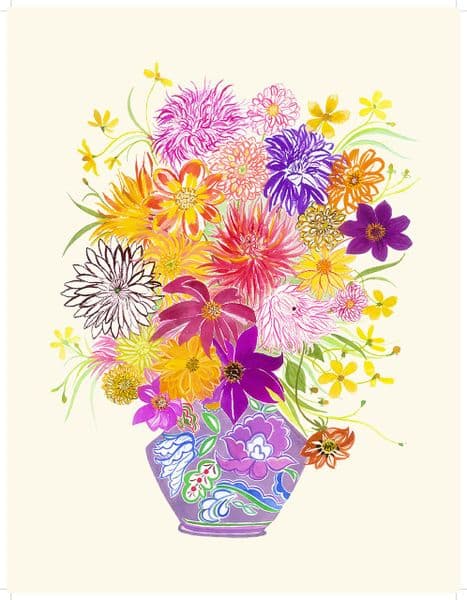 Dahlia's in a Poole pottery vase No 13