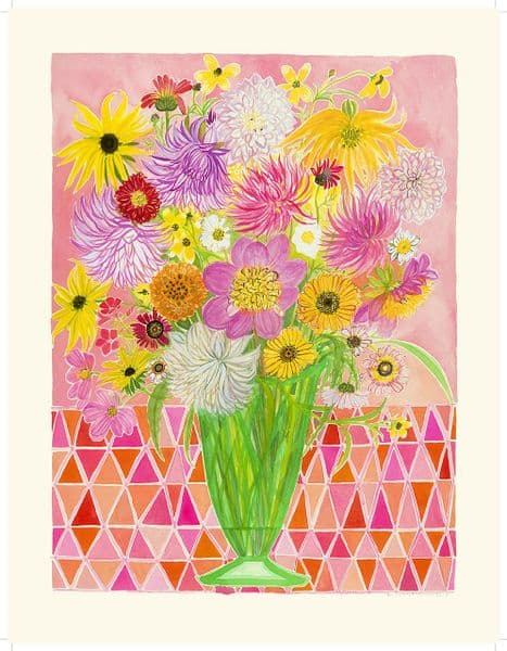 Late Summer Flowers in a Green Vase  No 10