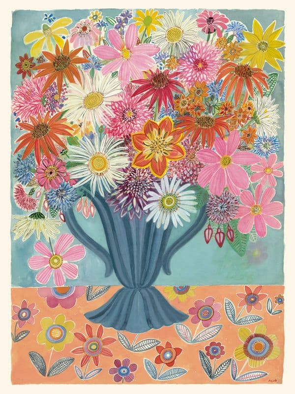 Summer Flowers in a 2 Handled Vase No 5