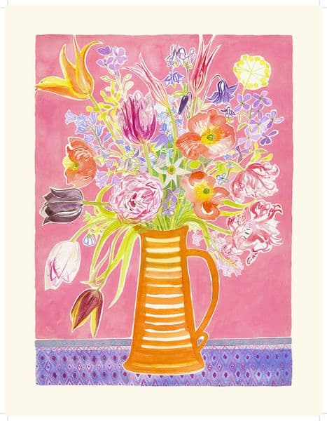 Tulips in an orange jug No 9