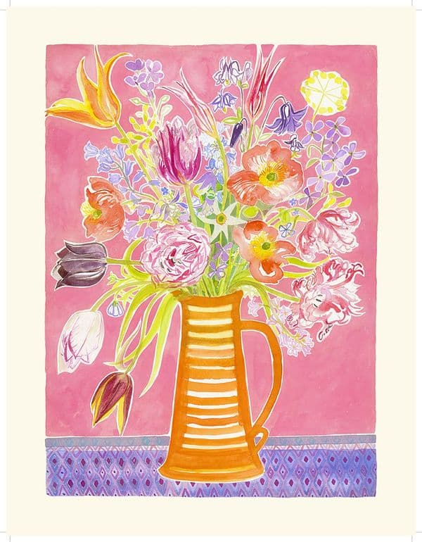 Tulips in an orange jug No 9