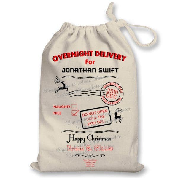 Overnight Delivery Santa Sack Template