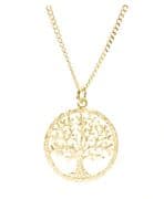 18K GOLD VERMEIL DIAMOND PAVE FINISH SILVER TREE OF LIFE YGGDRASIL ADJUSTABLE NECKLACE