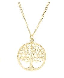 18K GOLD VERMEIL DIAMOND PAVE FINISH SILVER TREE OF LIFE YGGDRASIL ADJUSTABLE NECKLACE
