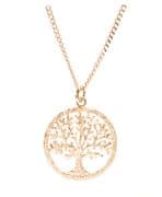 18K ROSE GOLD VERMEIL DIAMOND PAVE FINISH SILVER TREE OF LIFE YGGDRASIL ADJUSTABLE NECKLACE