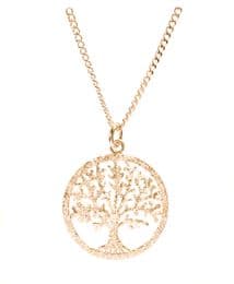 18K ROSE GOLD VERMEIL DIAMOND PAVE FINISH SILVER TREE OF LIFE YGGDRASIL ADJUSTABLE NECKLACE