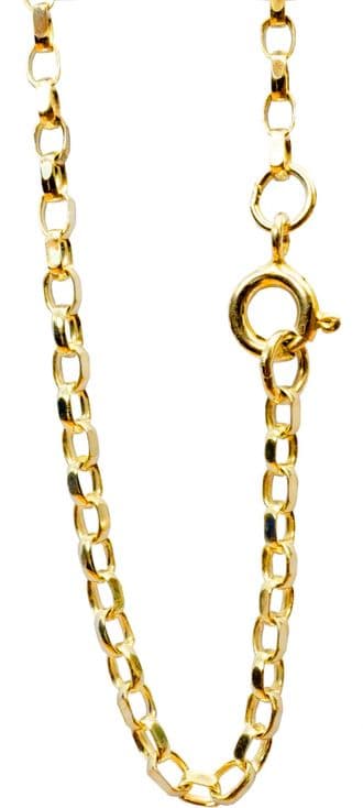 ANTOMUS® 18K GOLD VERMEIL SOLID DIAMOND CUT ENGLISH BELCHER CHAIN 2.3mm Wide