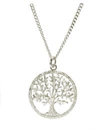 DIAMOND PAVE FINISH SILVER TREE OF LIFE YGGDRASIL