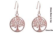 Sterling silver 18k ROSE GOLD VERMEIL TREE OF LIFE YGGDRASIL Earrings